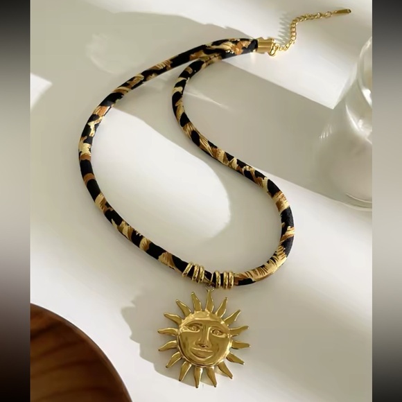 Celestial Radiance The Sun Goddess Statement Leopard Cord  Necklace - Picture 1 of 9